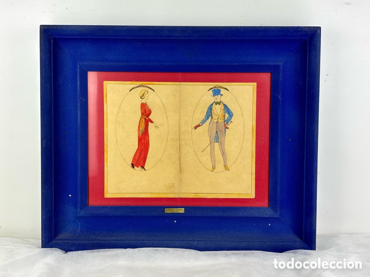 Arte: ISMAEL SMITH (1886-1972), PAREJA ART DEC&Oacute; - DIBUJO ACUARELADO