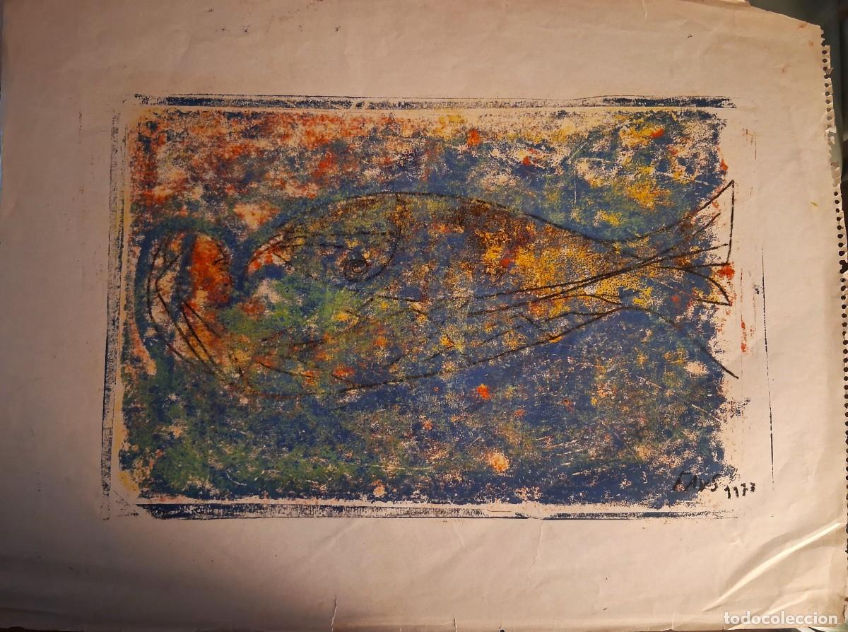 Arte: SALVADOR SANZ FAUS (VILLAMARCHANTE,VALENCIA 1918-1997) &rdquo;PECES&rdquo; (30.5 x 45) FAUS 1973