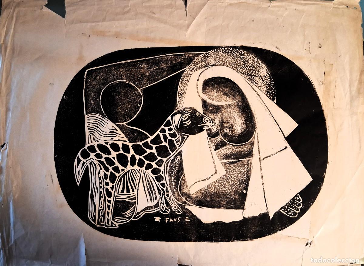 Arte: SALVADOR SANZ FAUS (VILLAMARCHANTE,VALENCIA 1918-1997) &rdquo;COSTA MESA&rdquo; XILOGRAF&Iacute;A (44.5 x 60) FIRMADO