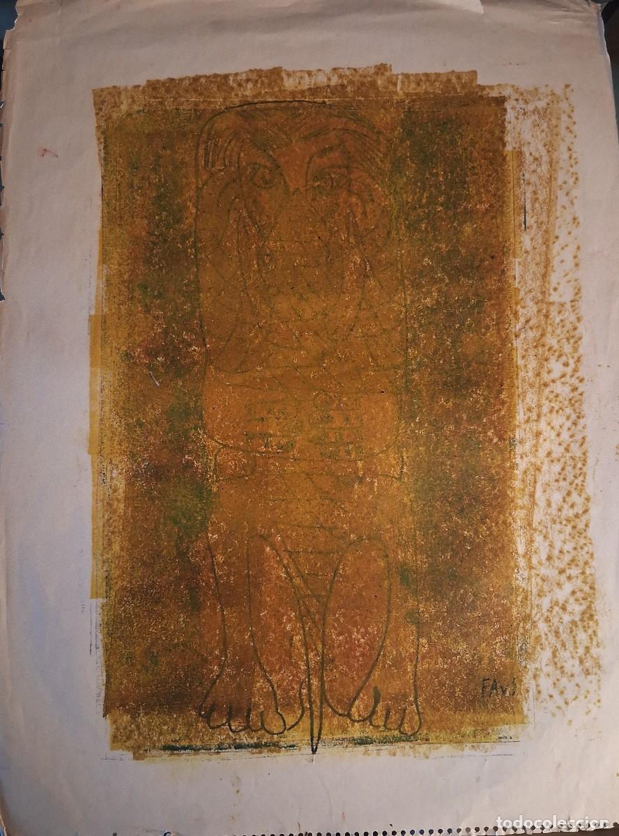 Arte: SALVADOR SANZ FAUS (VILLAMARCHANTE,VALENCIA 1918-1997) &rdquo;FIGURA&rdquo; CERAS (61 x 45.5) FIRMADO