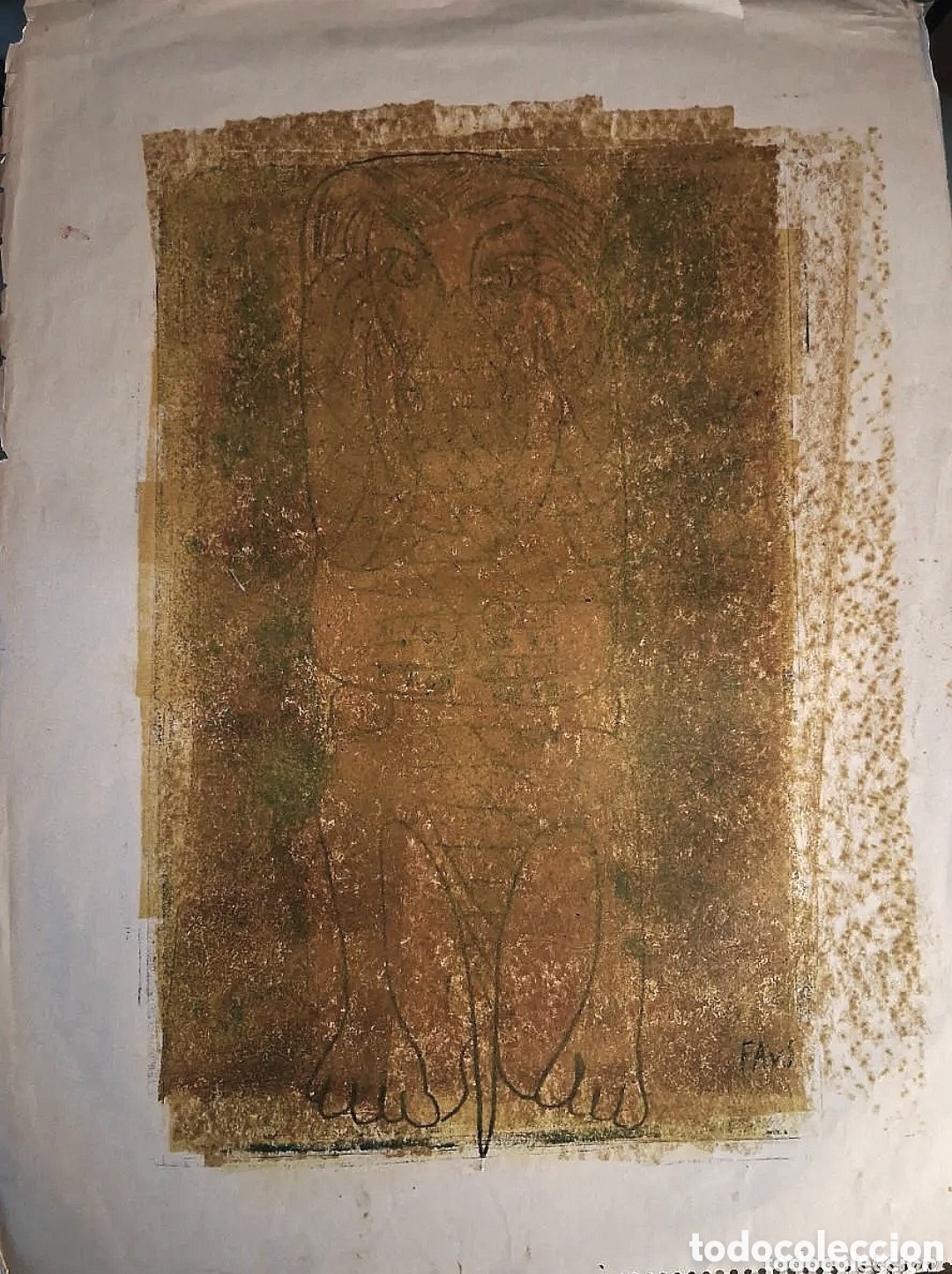 Arte: SALVADOR SANZ FAUS (VILLAMARCHANTE,VALENCIA 1918-1997) &rdquo;FIGURA&rdquo; CERAS (61 x 45.5) FIRMADO