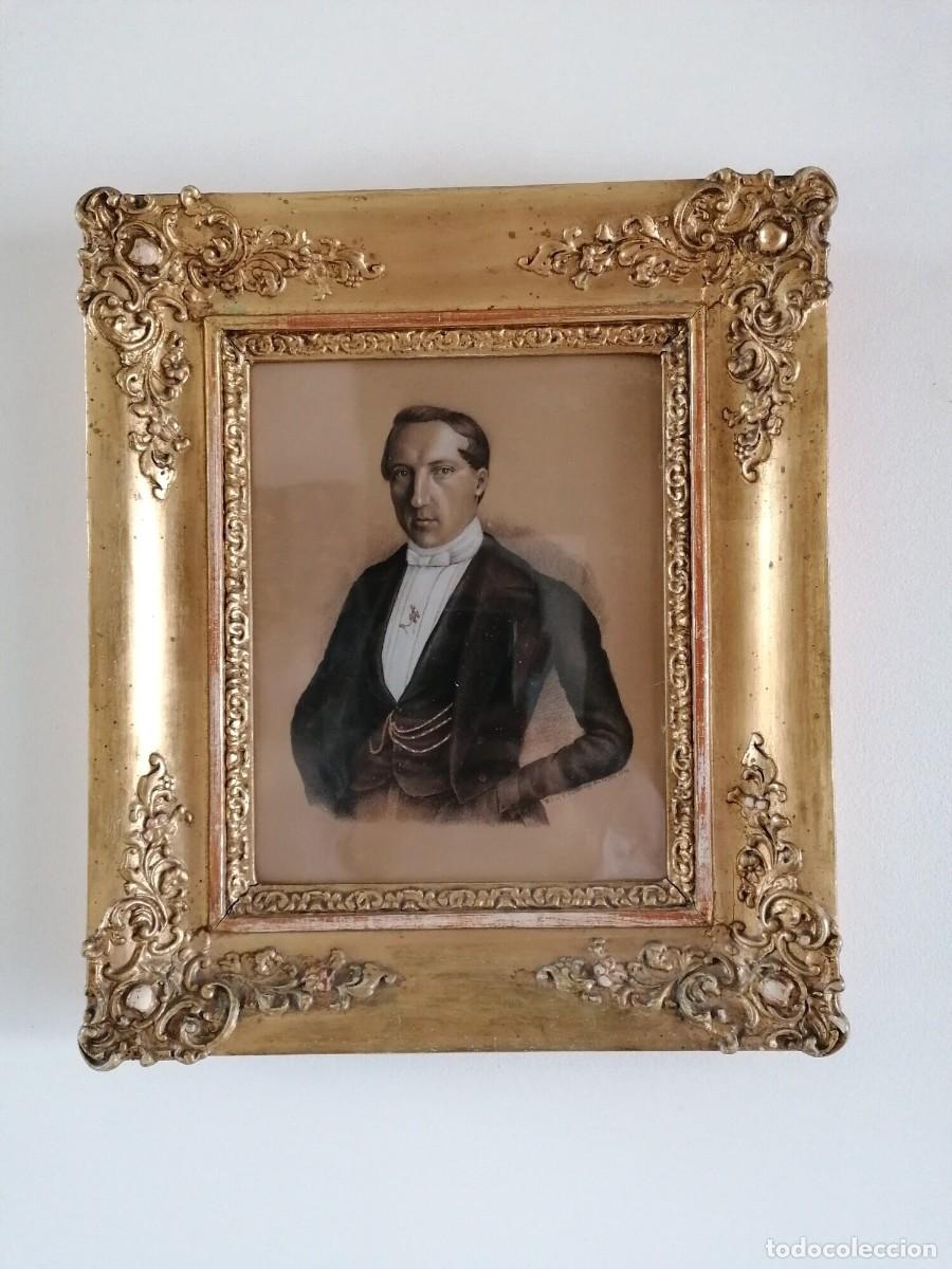 Arte: Dibujo de un caballero de pie ano 1849