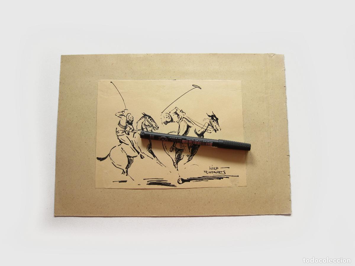 Arte: DIBUJO ORIGINAL DE JULIO RIUDAVETS. JUEGO DEL POLO A CABALLO