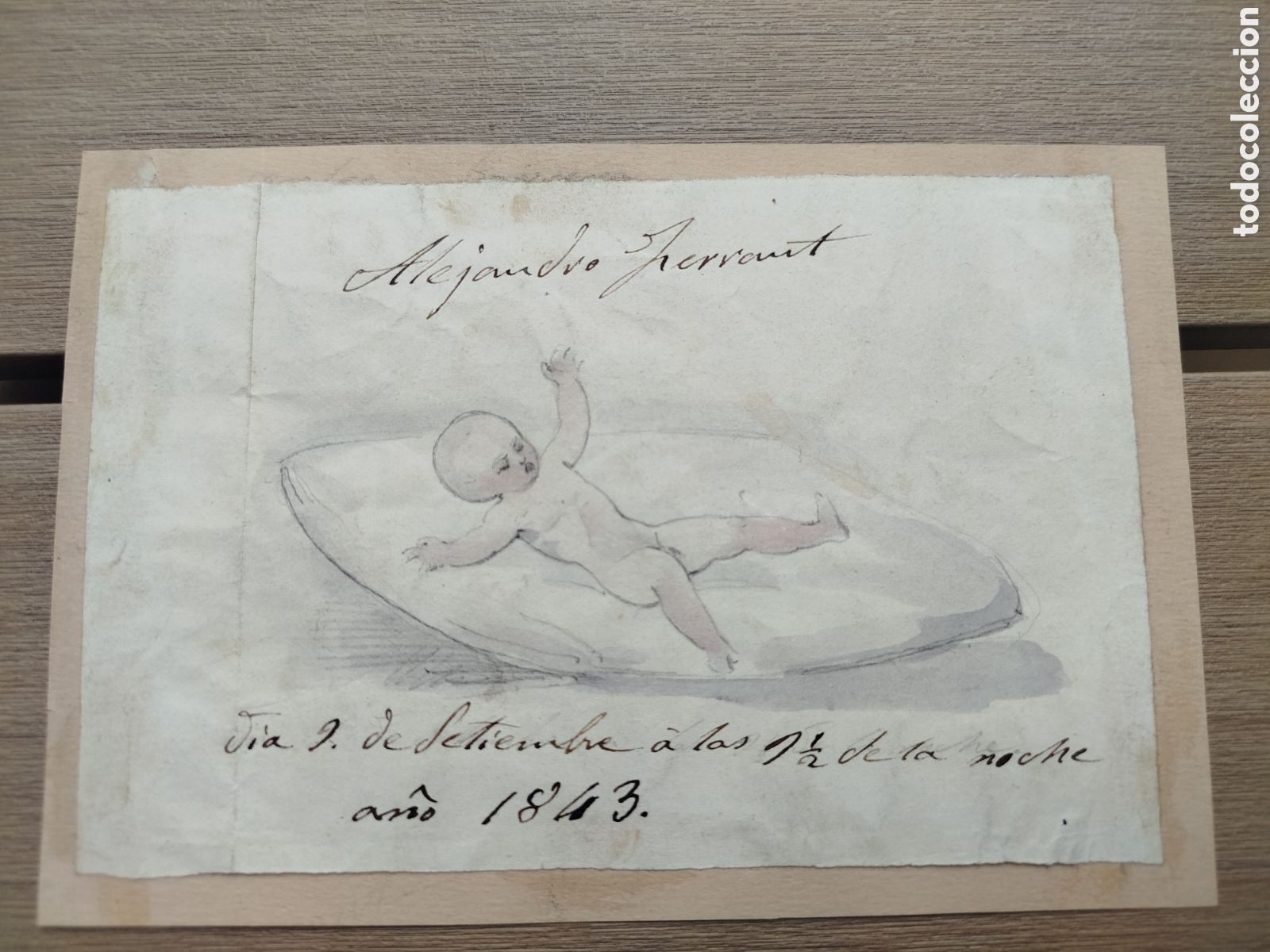 Arte: An&oacute;nimo. Dibujo del nacimiento del pintor Alejandro Ferrant.