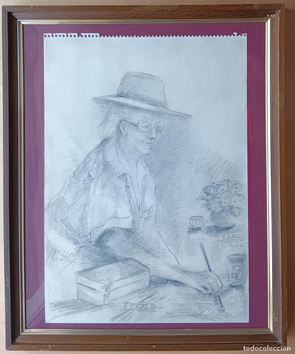 Arte: M. ANDREU. ORIGINAL DIBUJO SOBRE PAPEL ENMARCADO MADERA 54 X 44. FIRMADO Y FECHADO.