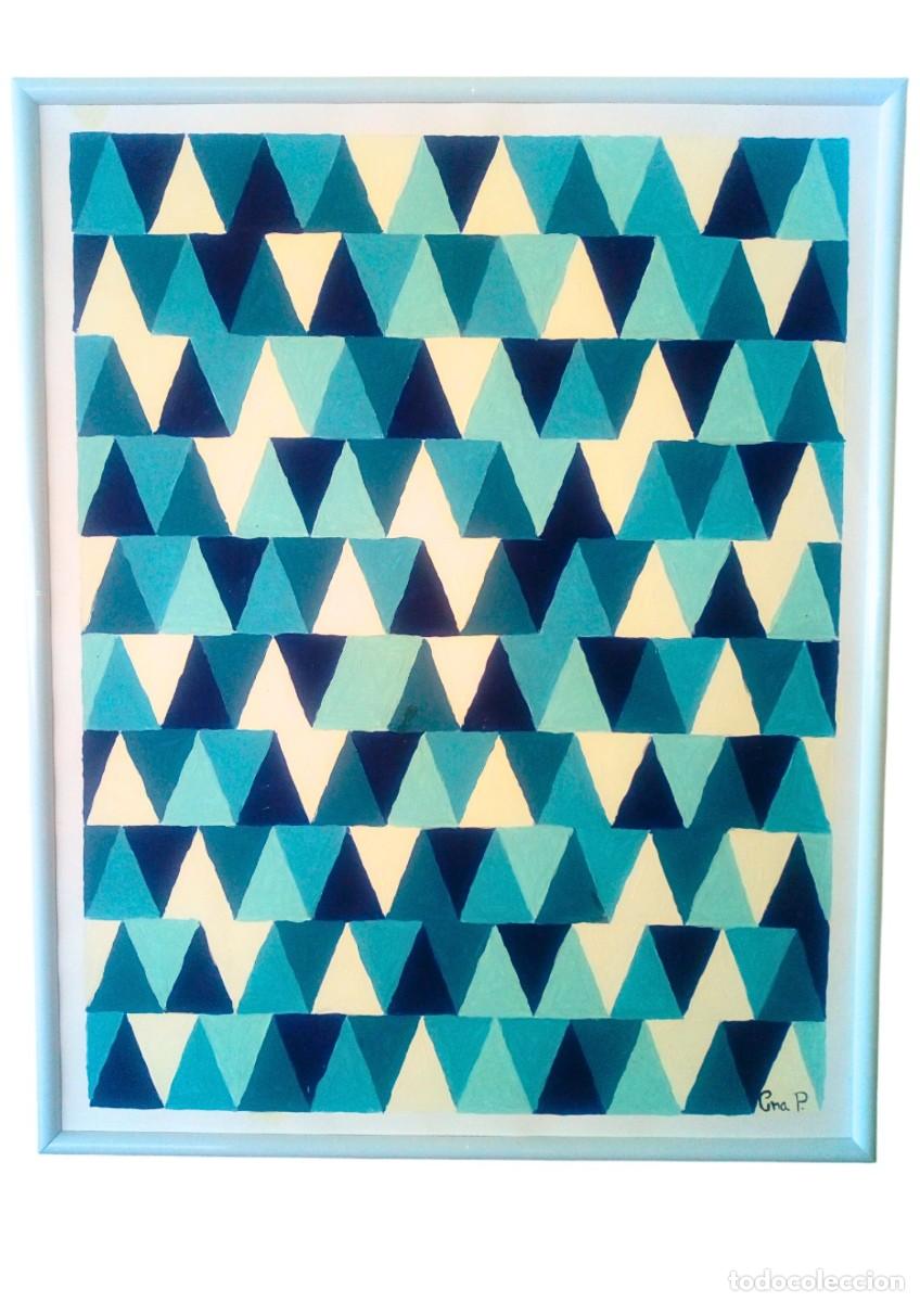 Arte: Puertollano, l&aacute;mina pintada en acr&iacute;lico, 40x50cm, cuadro moderno, cuadro geom&eacute;trico