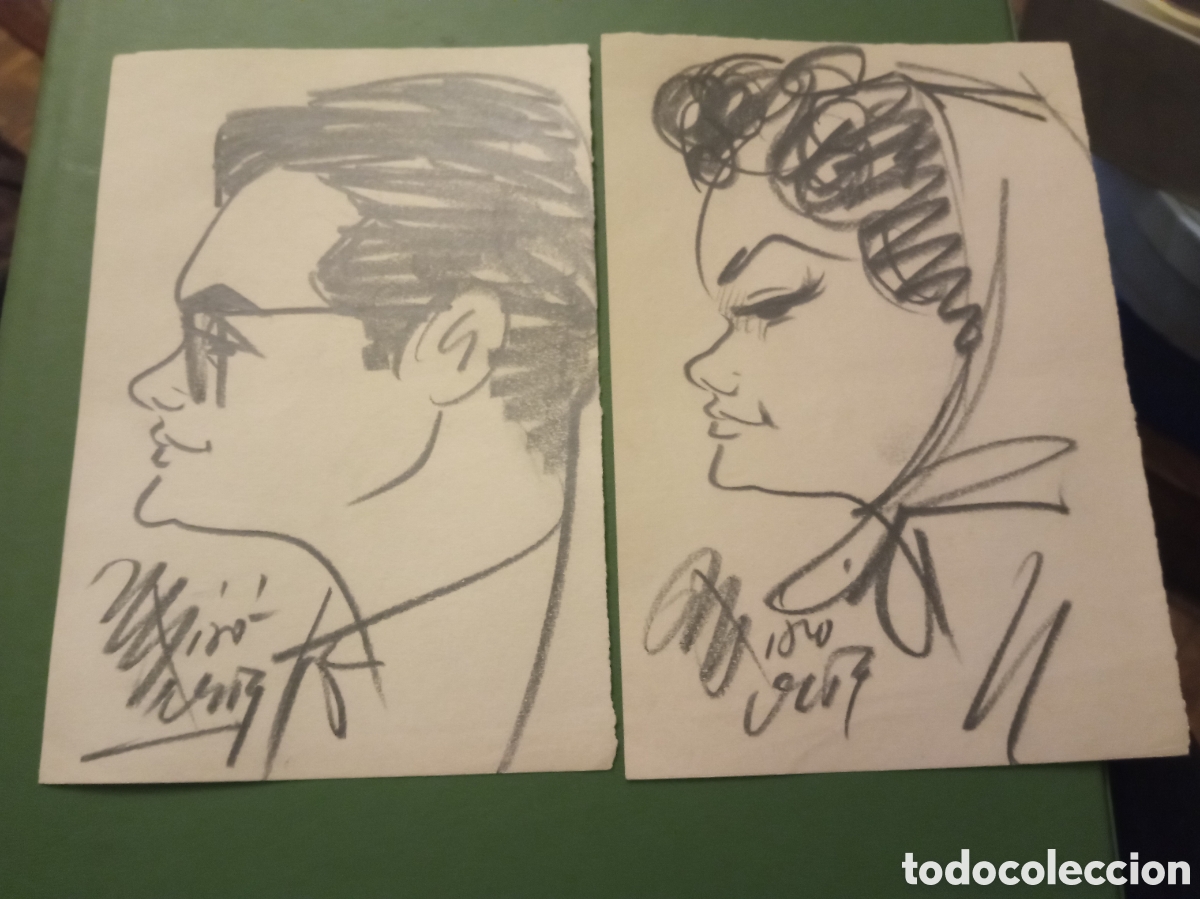 Arte: 2 bonitos dibujos firmados Mir&oacute;, miden 17x11,6cm