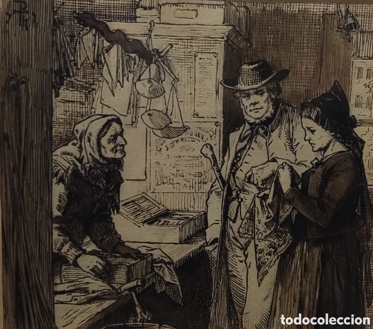 Arte: Paul Thumann (1834-1908). Dibujo. Tinta. Original. Romanticismo. Alemania. Berl&iacute;n.