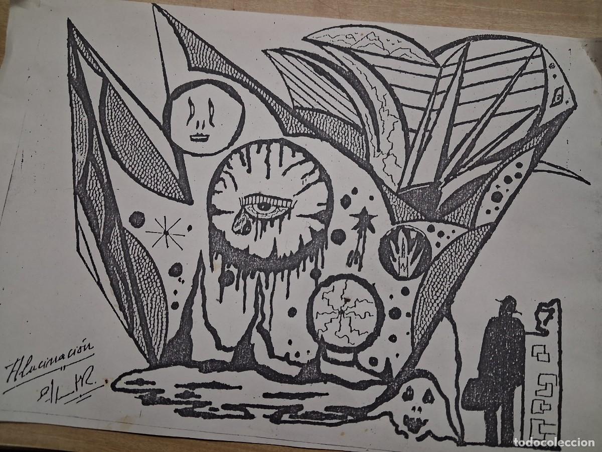 Arte: Alucinaci&oacute;n - Reproducci&oacute;n d dibujo d artista callejero distribuido en Metro de Madrid - 1985