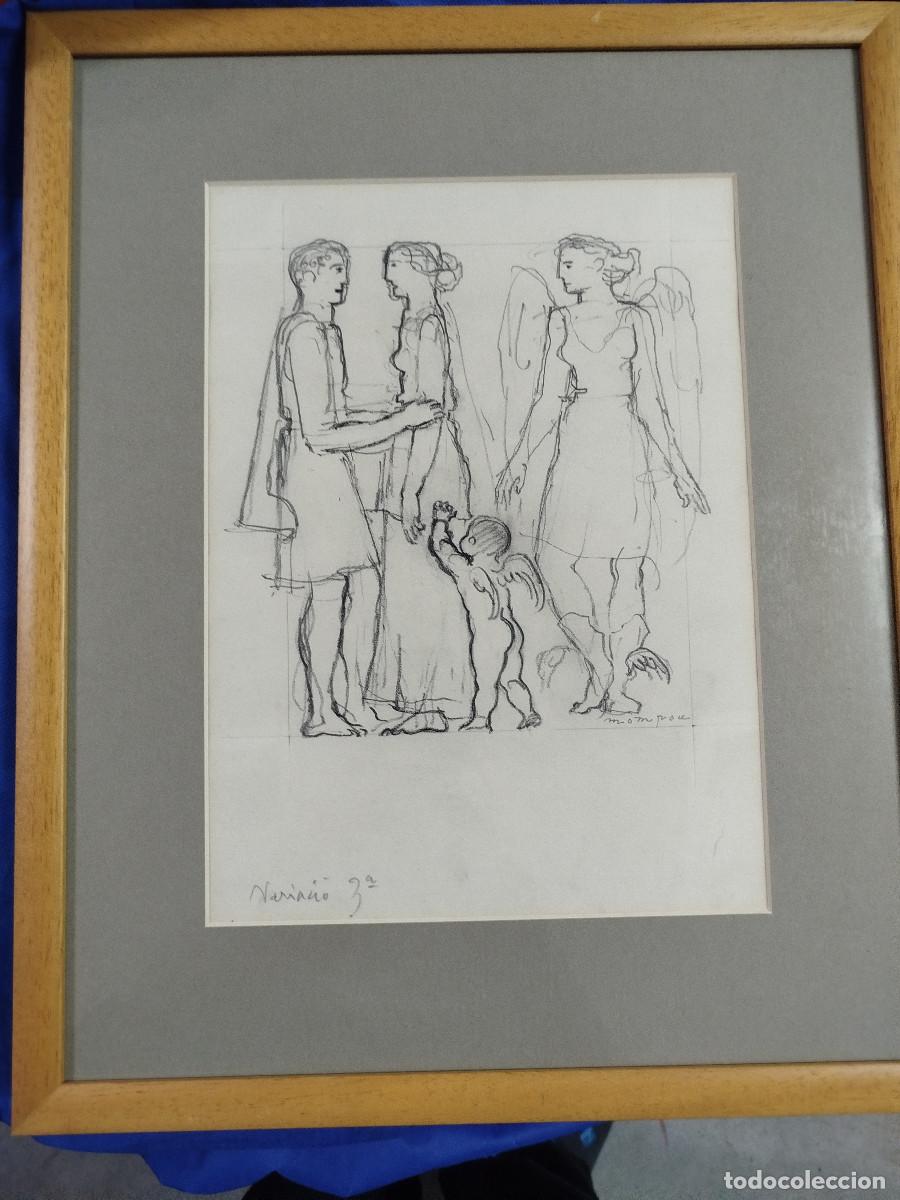 Arte: Josep Mompou (1888-1968) - Dibuix original a llapis - Composici&oacute; de figures cl&agrave;ssiques