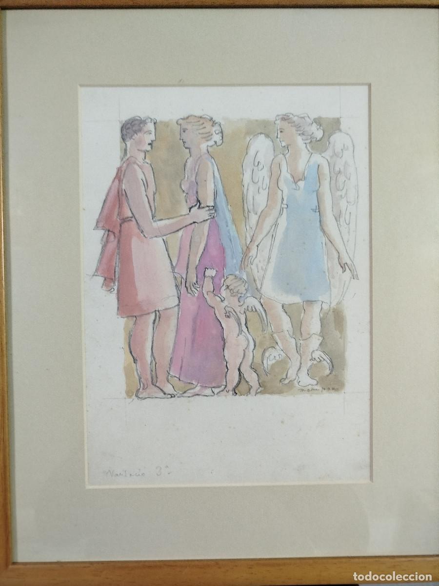 Arte: Josep Mompou - Dibuix original aquarel&middot;la - Escena cl&agrave;ssica