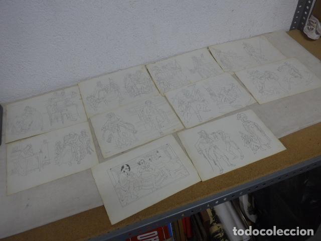 Arte: Lote de 10 dibujos originales para algun libro academico o escolar? Historia militar