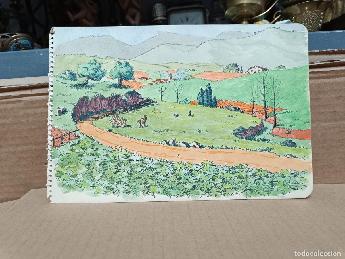 Arte: ANTIGUO DIBUJO PINTADO, PAISAJE RURAL, CAMPO -P22