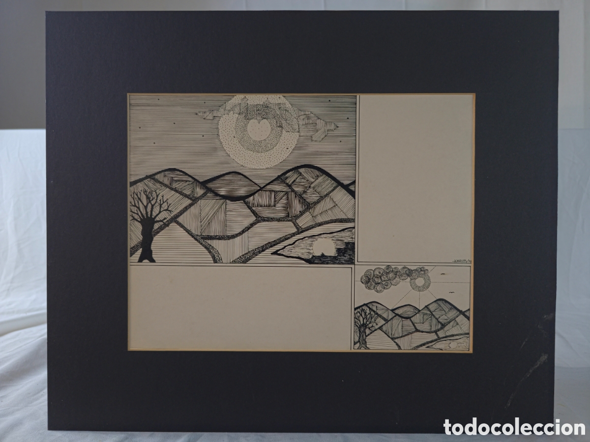 Arte: Paisaje en division Geometrica Firmado Joaquim vanguardia a&ntilde;os 70