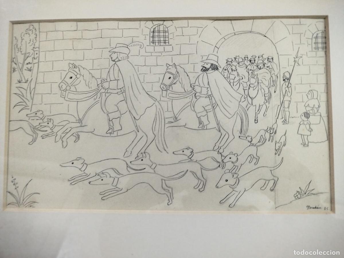 Arte: Dibuix original de Miquel Cardona (QUELUS) - 1935 - Escena de cacera