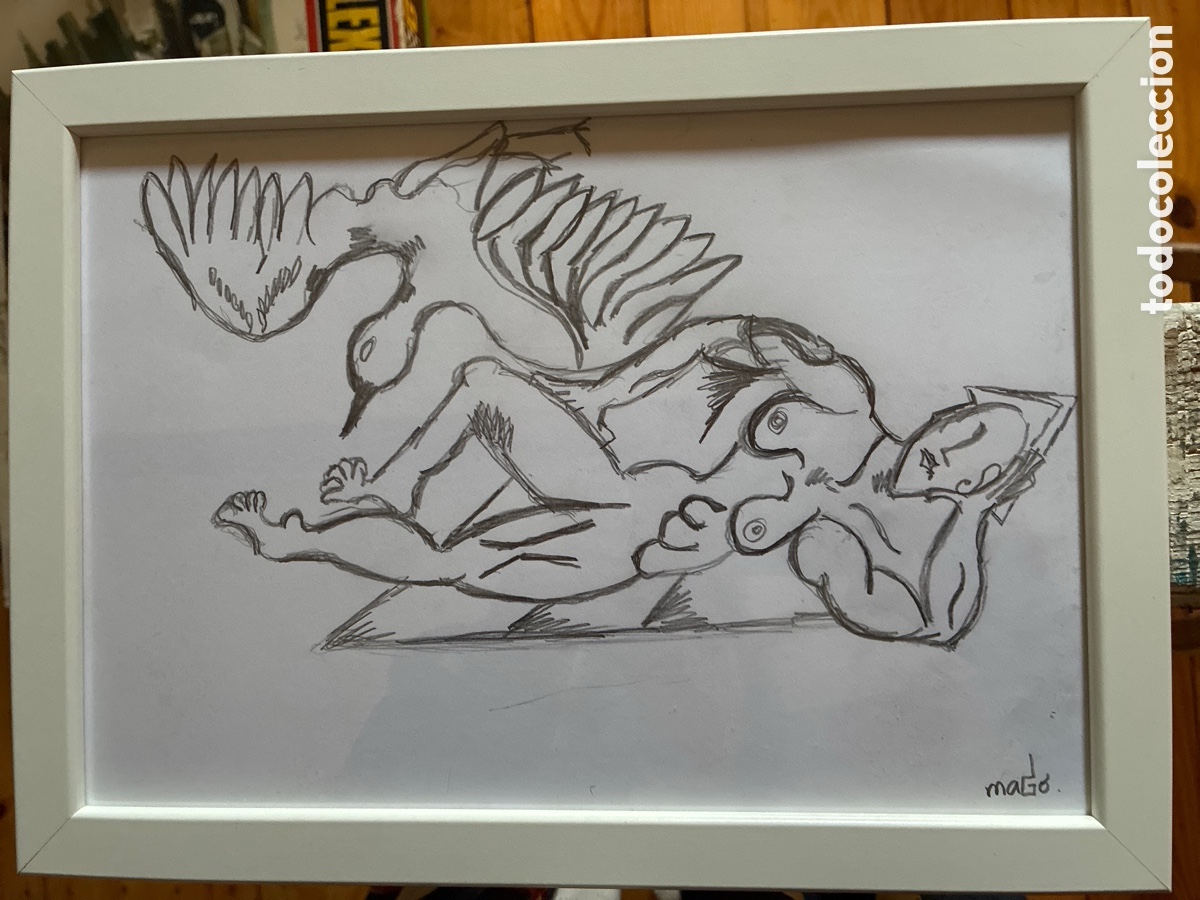 Arte: Paloma y hombre acostado