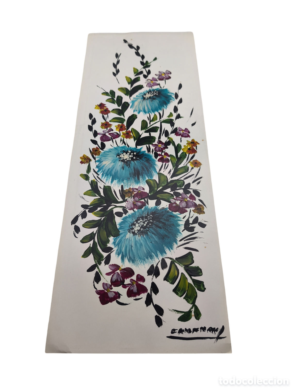 Arte: MODERNA COMPOSICI&Oacute;N PANOR&Aacute;MICA - T&Eacute;CNICA MIXTA/ACR&Iacute;LICO - FIRMADA - 65x25 CM