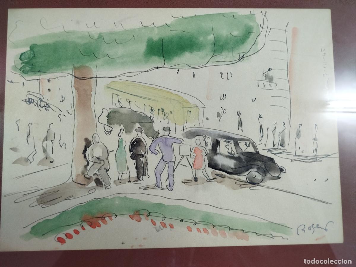 Arte: Ramon Rogent, dibuix i aquarel&middot;la datada a Lisboa, 1945