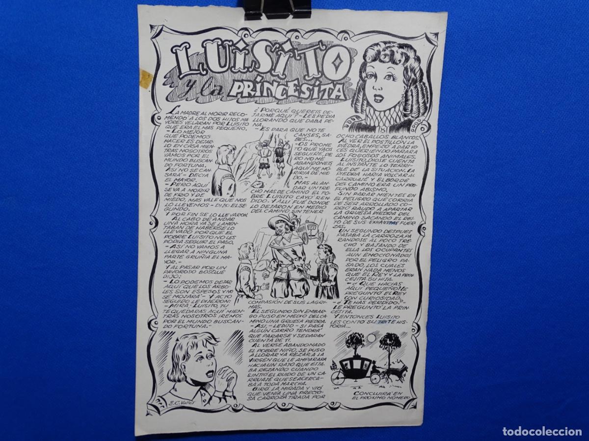 Arte: C&Oacute;MICS CON DIBUJOS ORIGINALES FIRMADO E. C. VALLES. LUISITO Y LA PRINCESA.