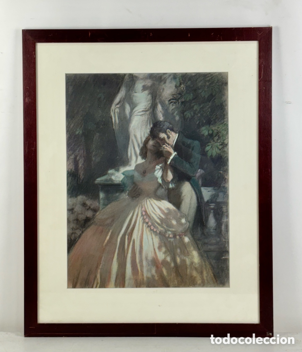 Kunst: JOSEP SIMONT (1875 - 1968), ESCENA ROMANTICA - PASTEL - GRAN CALIDAD