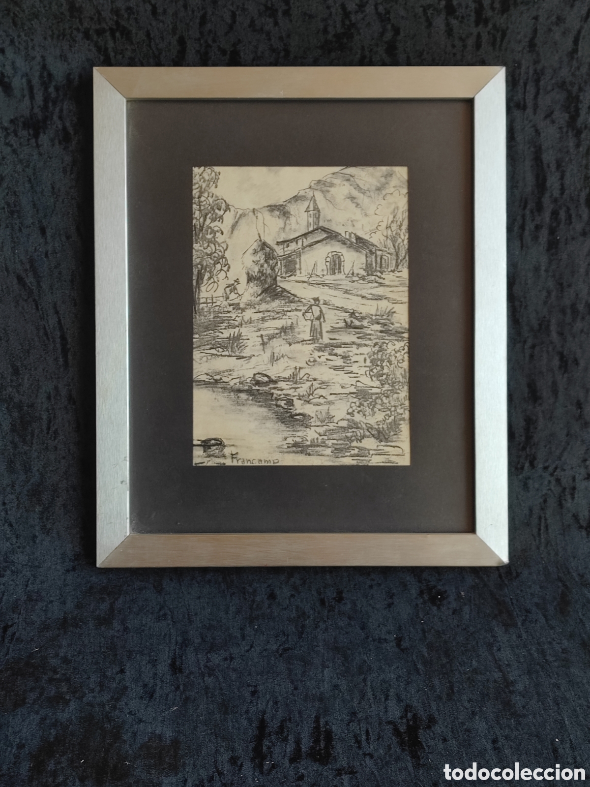 Art: ANTIGUO CUADRO CON DIBUJO PINTADO A CARBONCILLO O SIMILAR FIRMADO