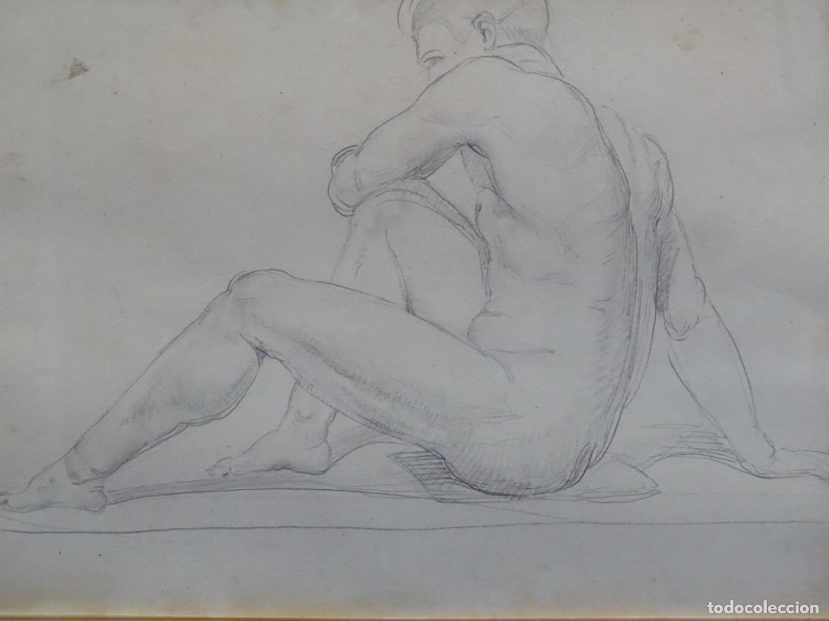 Arte: DIBUJO AN&Oacute;NIMO A L&Aacute;PIZ. DESNUDO. ESCUELA OLOTINA PRINCIPIO SIGLO XX.