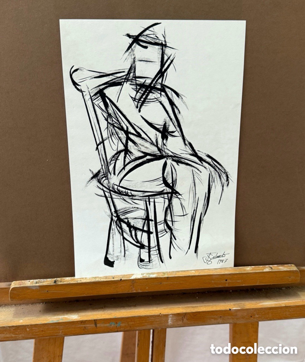 Art: Dibujo expresionista figura humana firmado J. Salvad&oacute; 1987