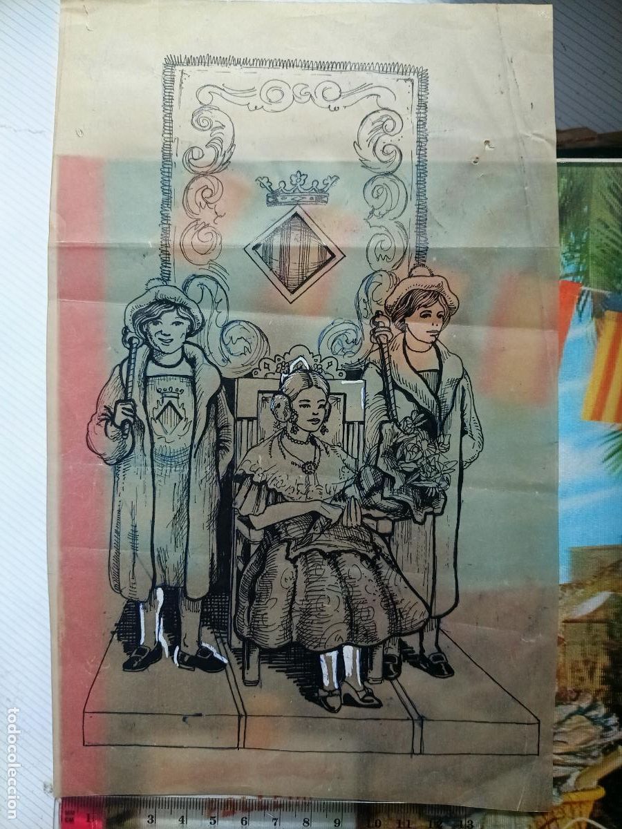 Arte: DIBUJO ORIGINAL FALLAS DE VALENCIA. BOCETO, SIN FIRMAR