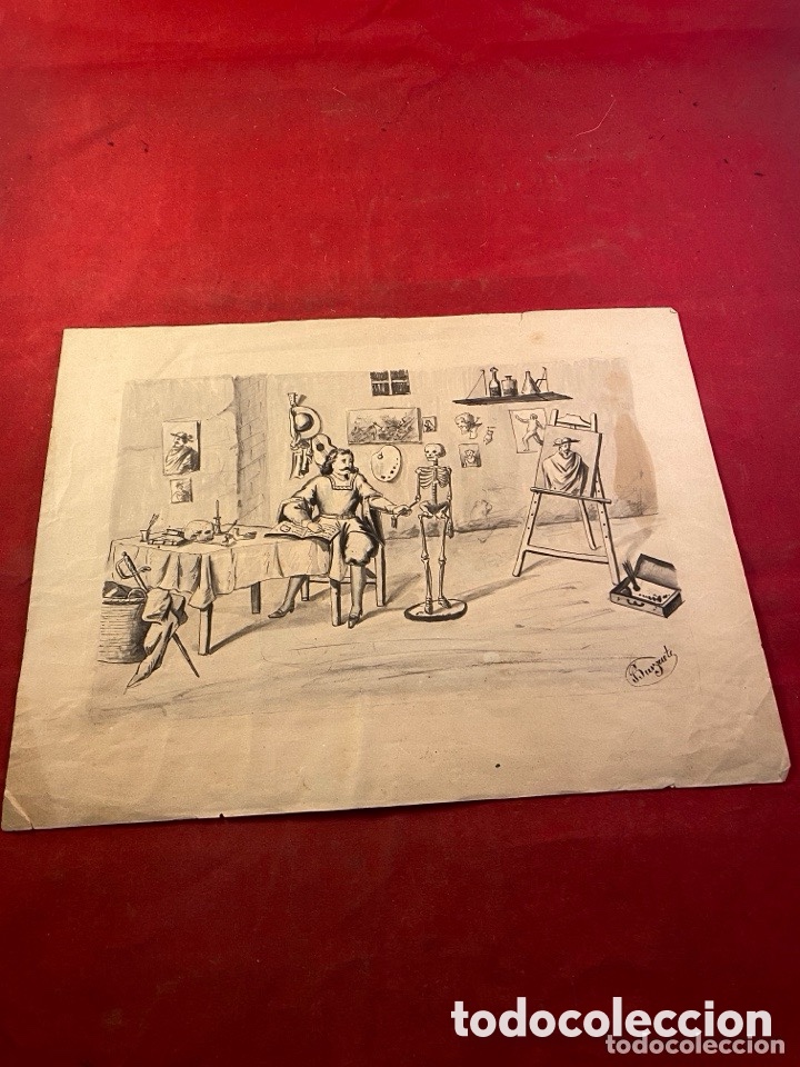 Arte: Dibujo Apunte firmado Burguete