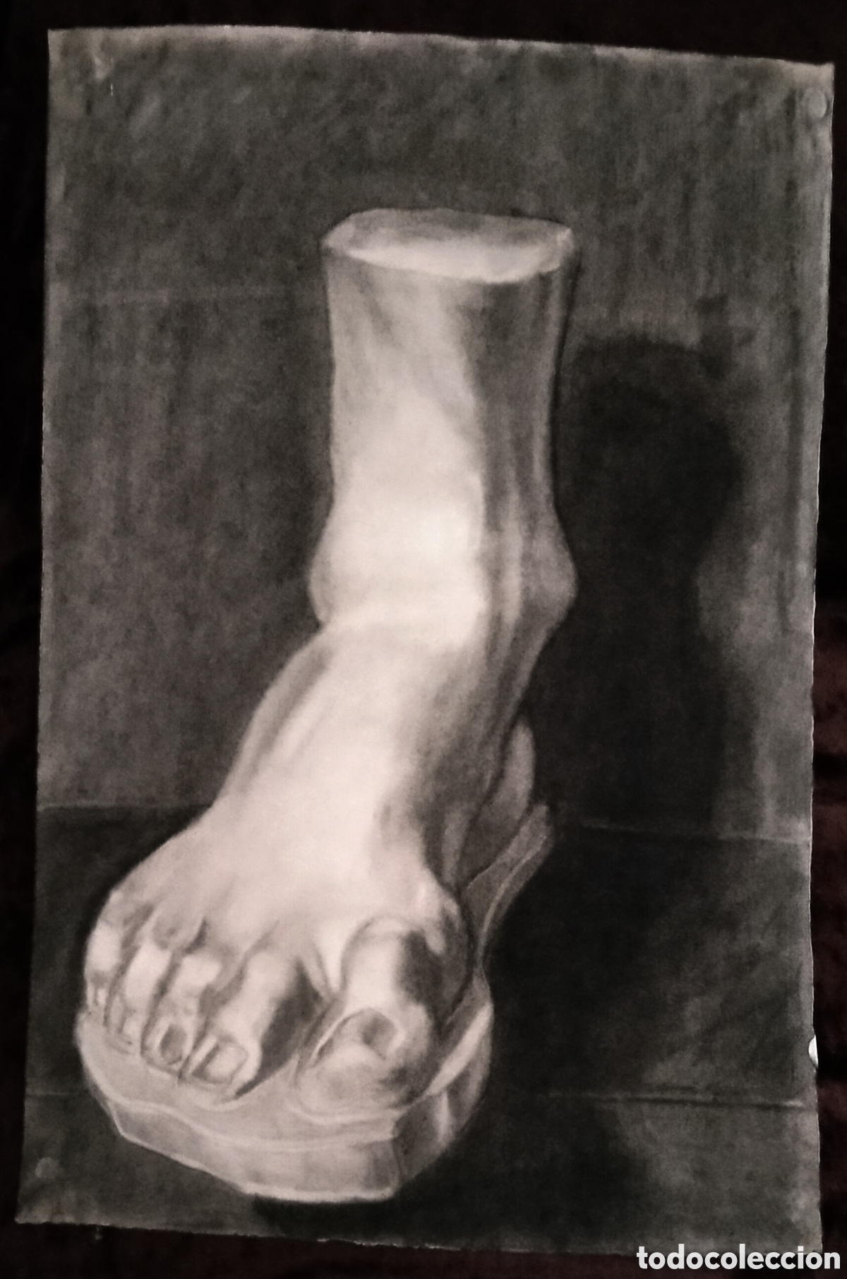 Arte: DIBUJO a CARBONCILLO / (REALISMO). * PIE DE ESTATUA *. AUT.: JUAN MART&Iacute;N T. (A&ntilde;os 50)