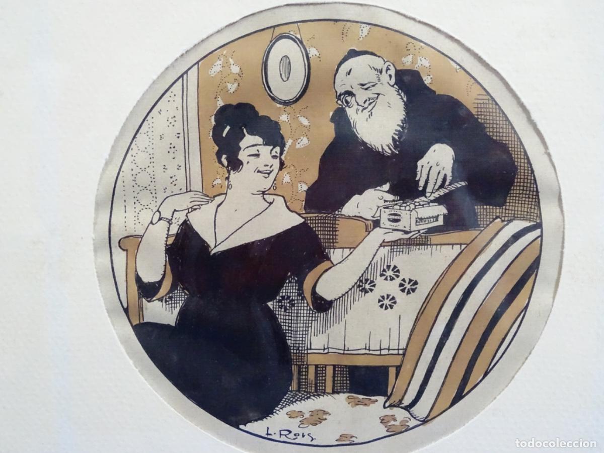 Art: DIBUJO VI&Ntilde;ETA PRICIPIO SIGLO XX FIRMADO L. ROIG.