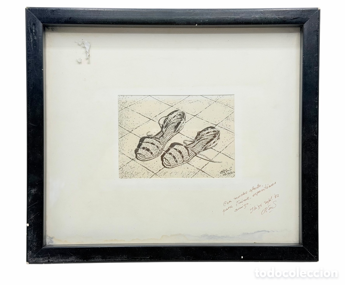 Arte: Dibujo Zapatillas. Ibiza 82. Firmado