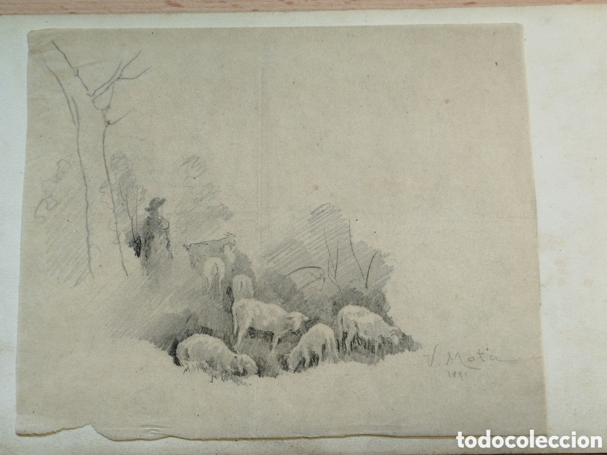 Kunst: Vicente Mota. Reba&ntilde;o de ovejas y pastor.