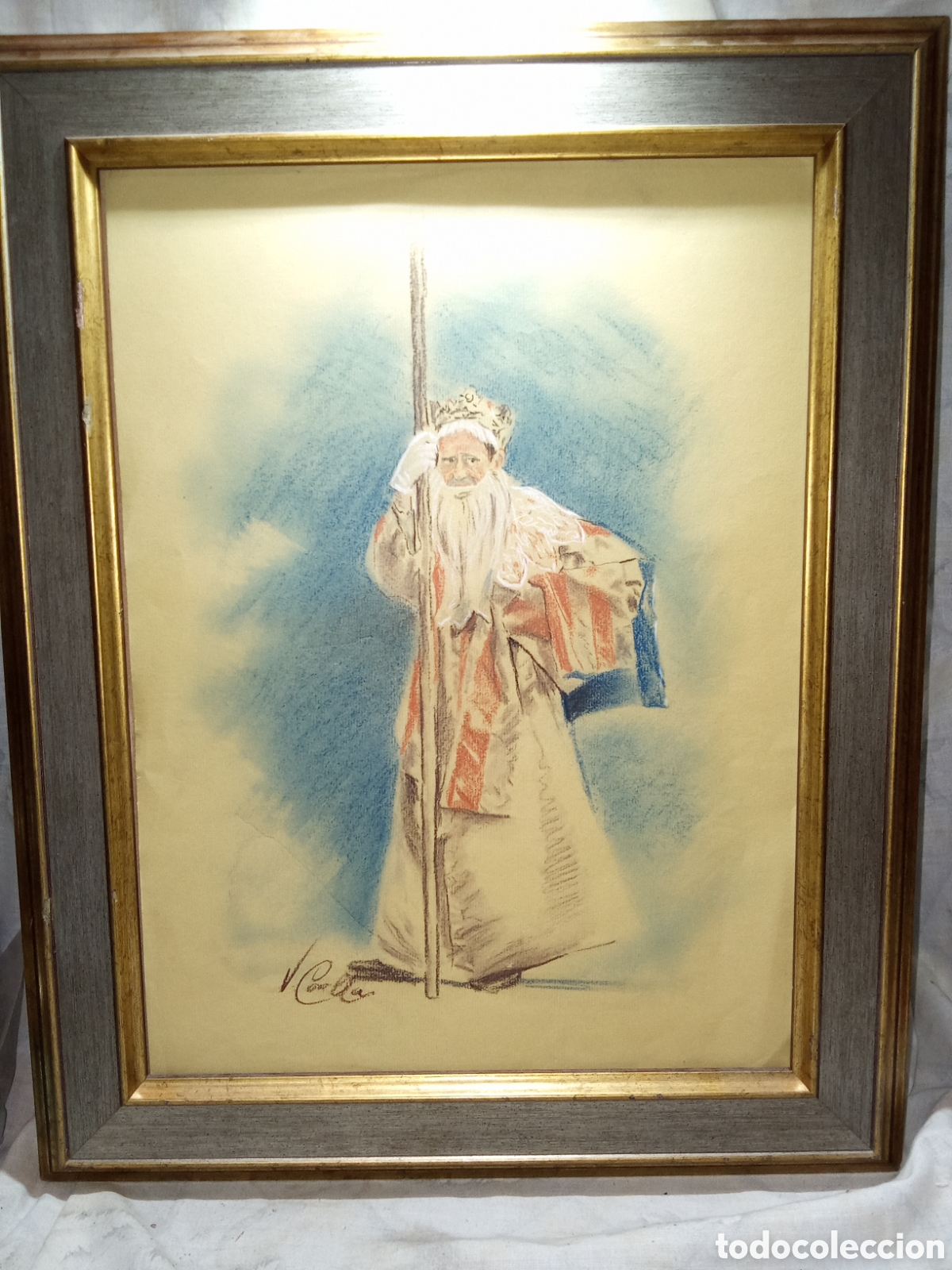 Arte: RETRATO EN PASTEL FIRMADO VICENTE CORELLA ?