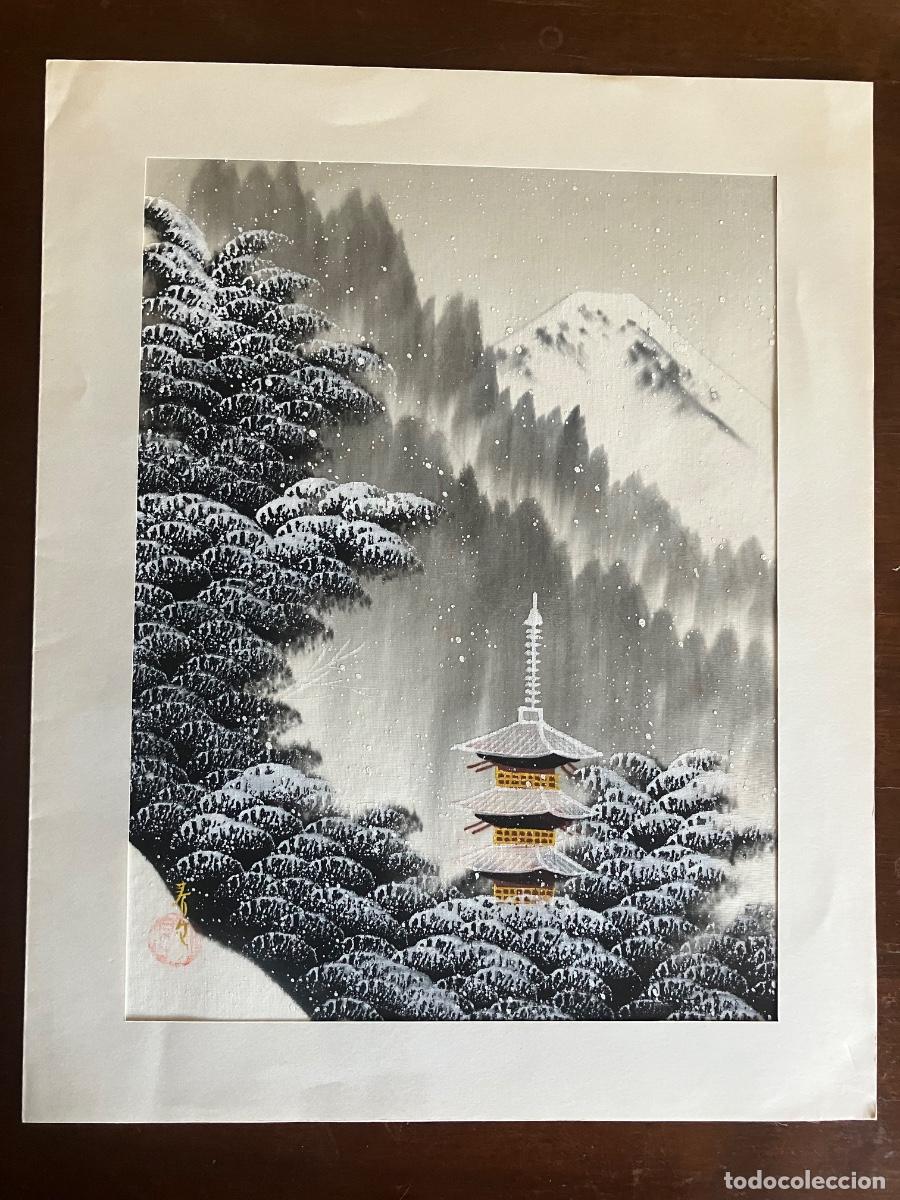 Arte: ESCENA JAPONESA EN TELA 19x25 JAP&Oacute;N