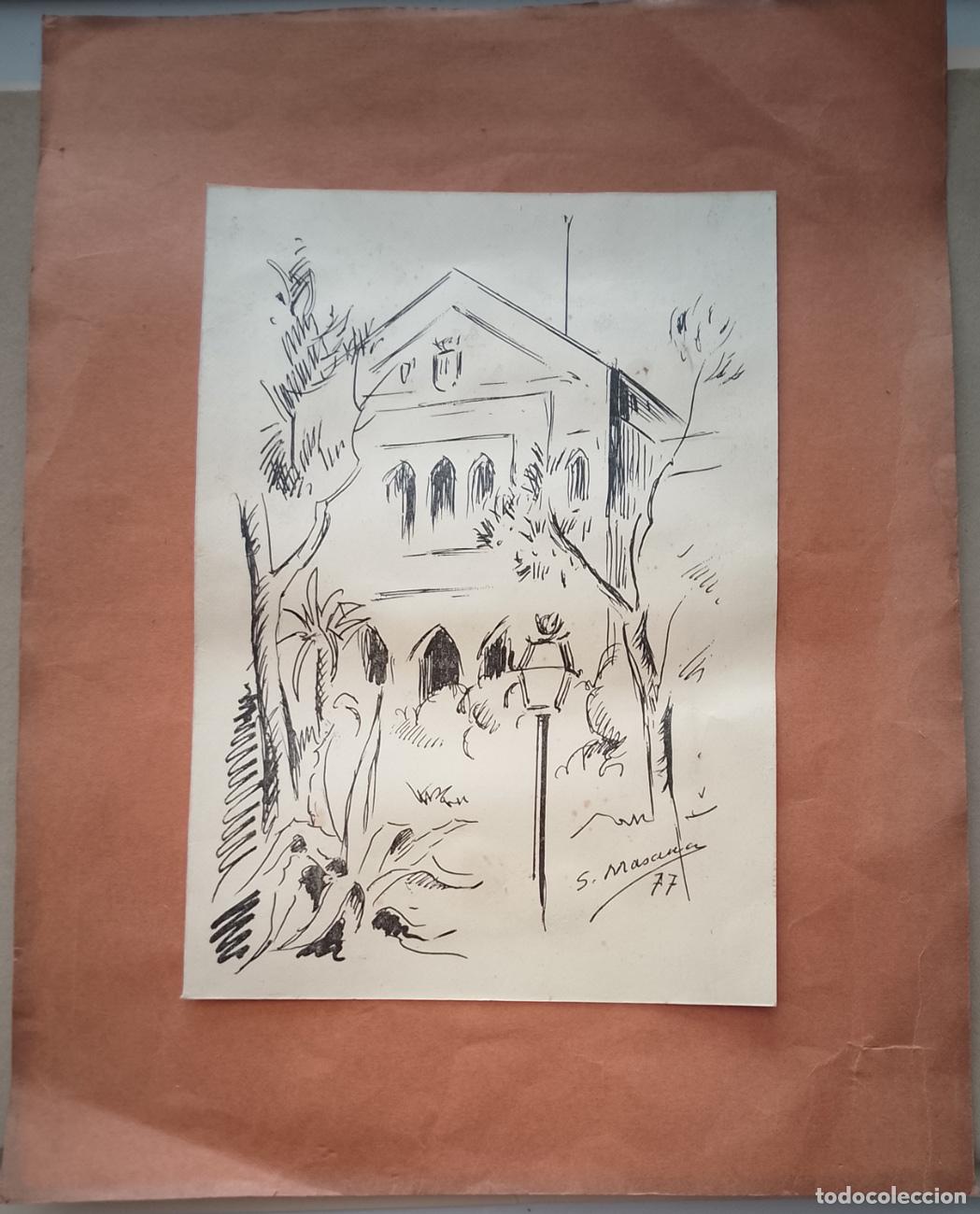 Art: DIBUJO A TINTA DE SALVADOR MASSANA &ndash; VILANOVA I LA GELTRU &ndash; 1977