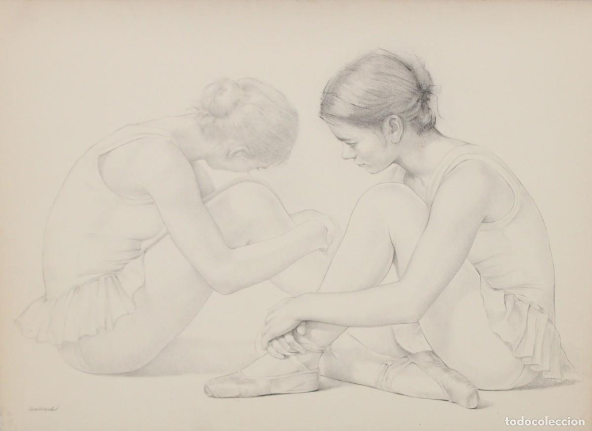 Arte: LLUIS GALLART GARCIA (Calella, 1922 - Barcelona, 1985) DIBUJO A LAPIZ GRASO. PAREJA DE BAILARINAS