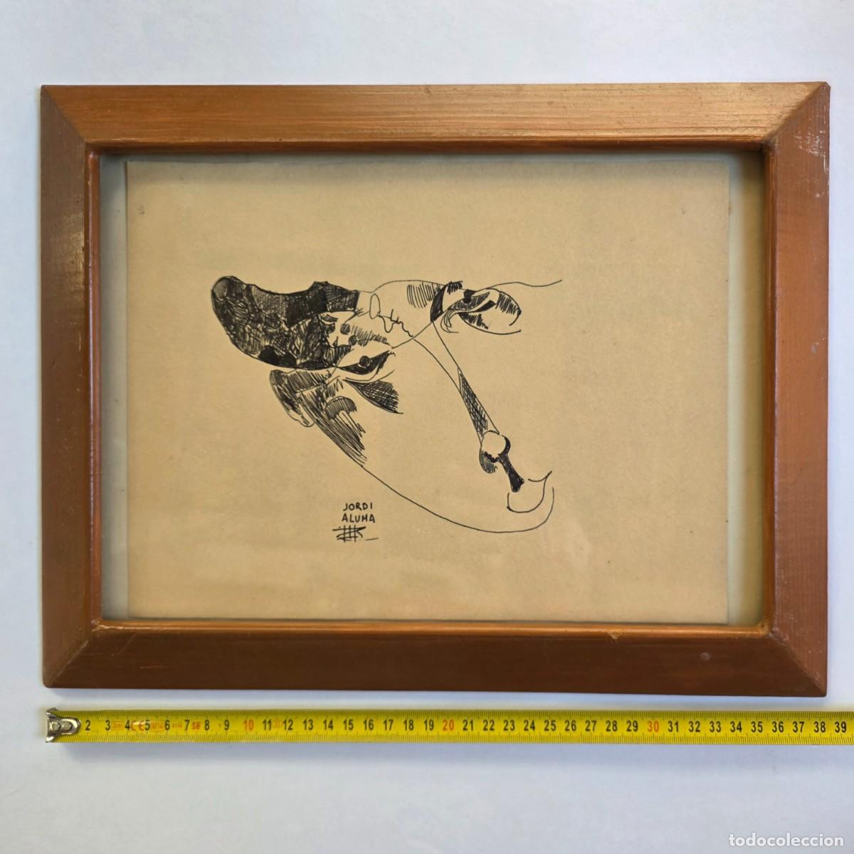 Art: Dibujo a l&aacute;piz firmado a mano Jordi Aluma - Cara femenina - en su marco 29 х 38