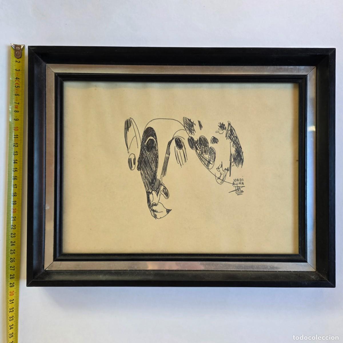 Art: Dibujo a l&aacute;piz firmado a mano Jordi Aluma - Cara - en su marco 29 х 38