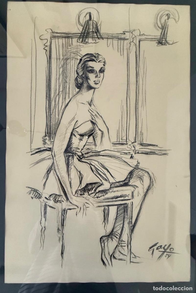 Arte: Pintura de bailarina arregl&aacute;ndose de Miguel Gayo 1954