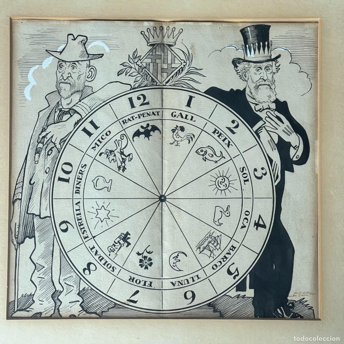 Arte: Picarol: Josep Costa(Ibiza 1876 - Mallorca 1971) Tiempo. Dibujo a tinta. 43 cm