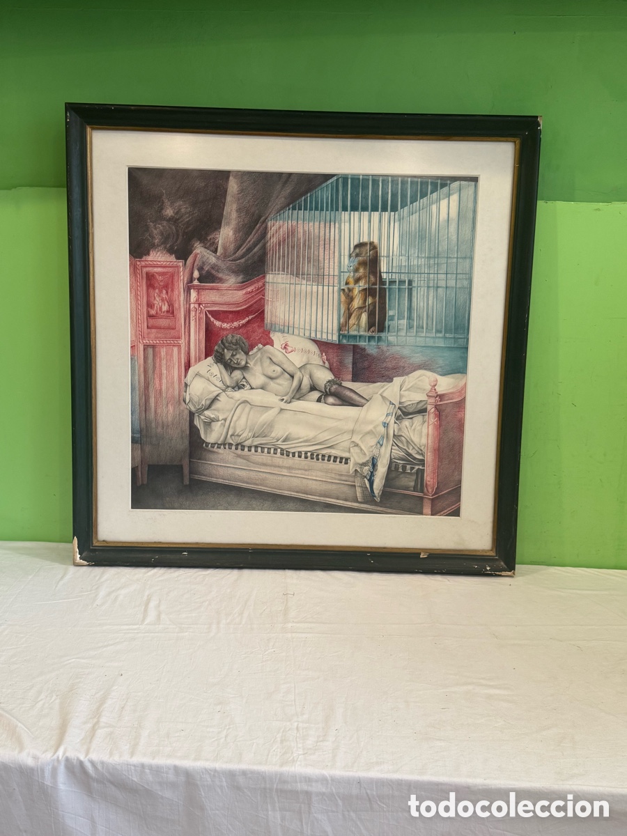 Kunst: Curiosa obra surrealista contempor&aacute;nea &ndash; Desnudo femenino y mandril &ndash; Obra etiquetada, a estudiar