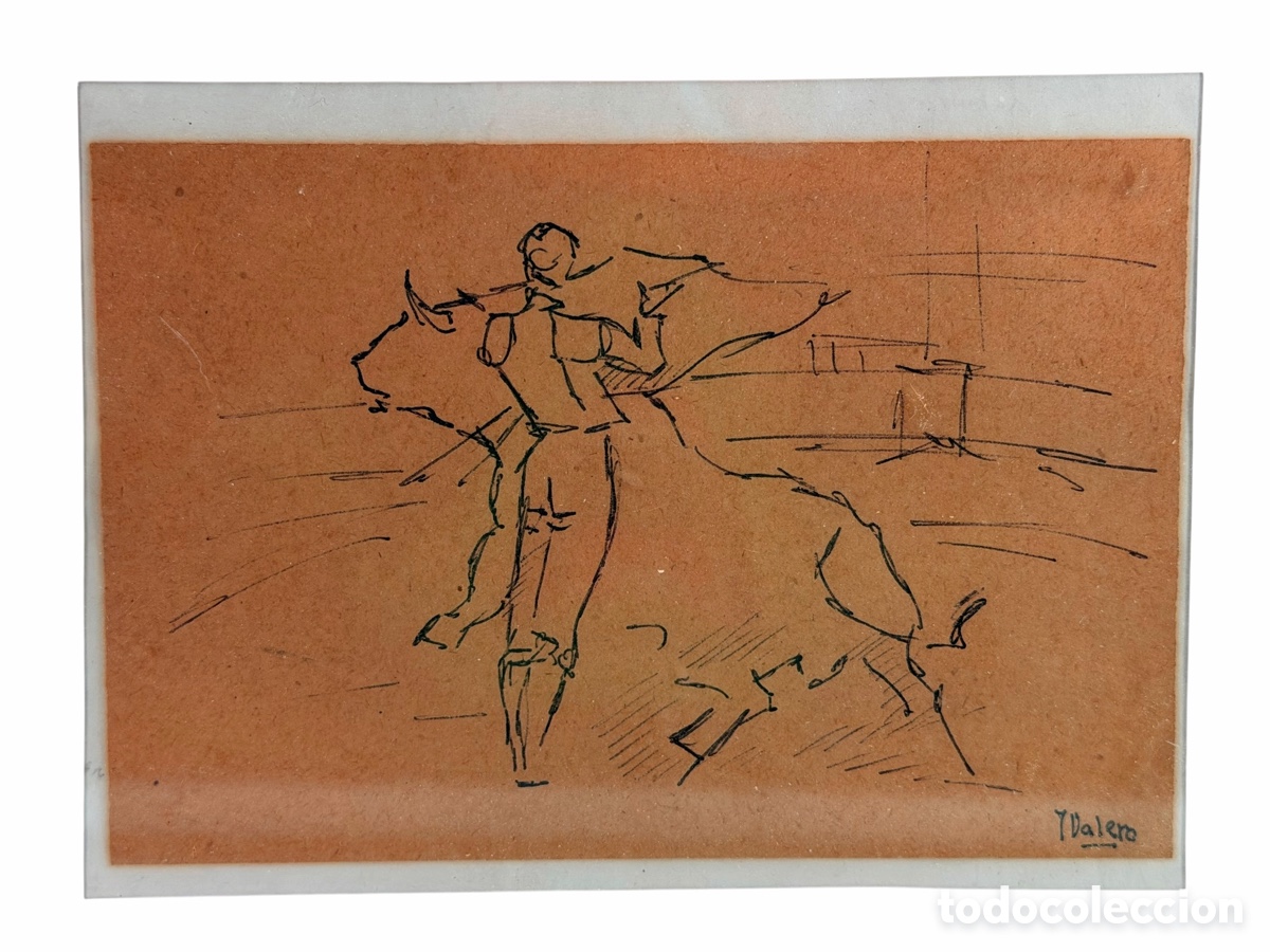 Arte: Dibujo Torero J. Valero Enmarcado