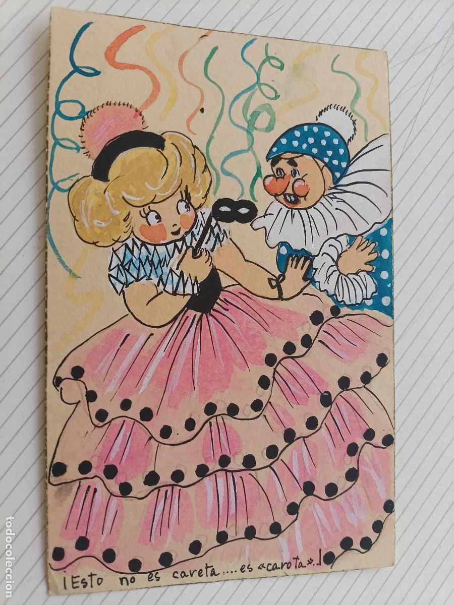 Arte: Tarjeta pintada a mano 1960