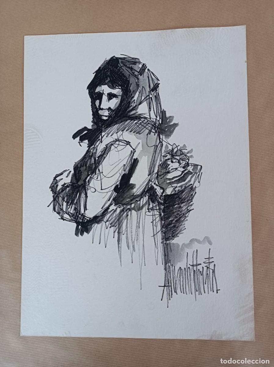 Arte: DIBUJO ILUSTRACI&Oacute;N DE LABRADORA O MUJER DE UN PUEBLO