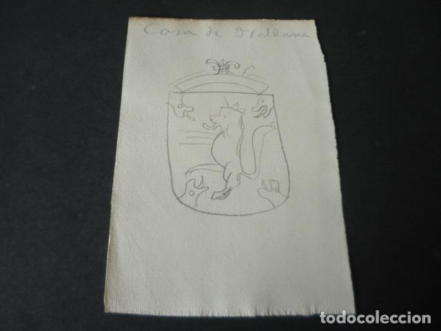 Kunst: CACERES ESCUDO DE LA FAMILIA ORELLANA DIBUJO A LAPIZ ORIGINAL POR JOSE RAM&Oacute;N M&Eacute;LIDA 11 X 16 CM