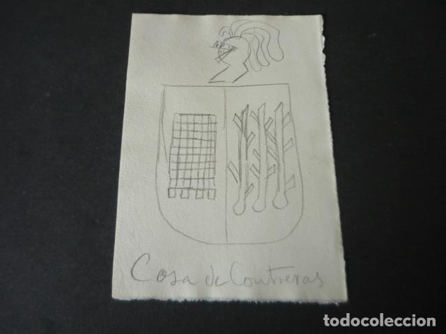 Kunst: CACERES ESCUDO DE LA FAMILIA CONTRERAS DIBUJO A LAPIZ ORIGINAL POR JOSE RAM&Oacute;N M&Eacute;LIDA 11 X 16 CM