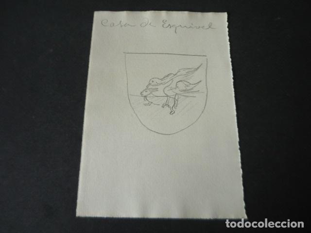 Kunst: CACERES ESCUDO DE LA FAMILIA ESQUIVEL DIBUJO A LAPIZ ORIGINAL POR JOSE RAM&Oacute;N M&Eacute;LIDA 11 X 16 CM