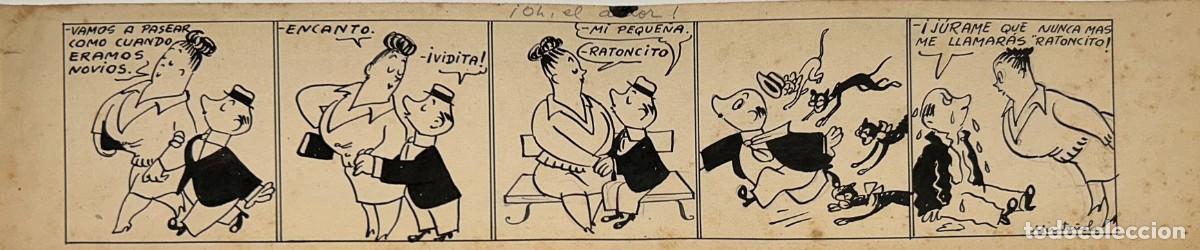Art: Joaquim Munta&ntilde;ola (1914-2012). &rdquo;&iexcl;Oh, el amor!&rdquo;. Historieta, tinta y l&aacute;piz sobre papel.