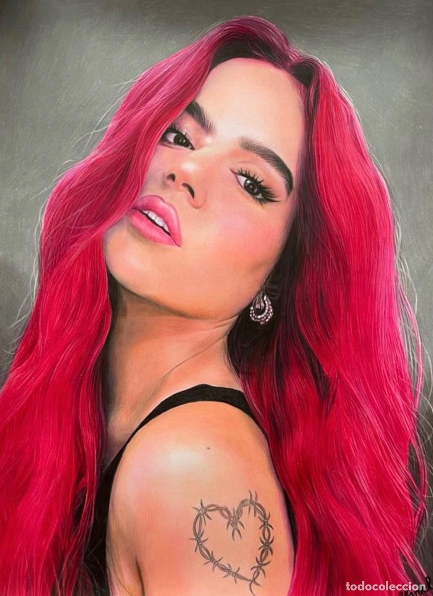 Arte: Retrato Original Karol G - L&aacute;piz de Color por Yaniel Agrafojo (Doble Premiado Modportrait)